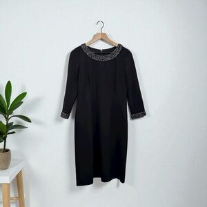 Talbots Women’s Black Rayon Round Neck 3/4 Sleeve Dress Size 6